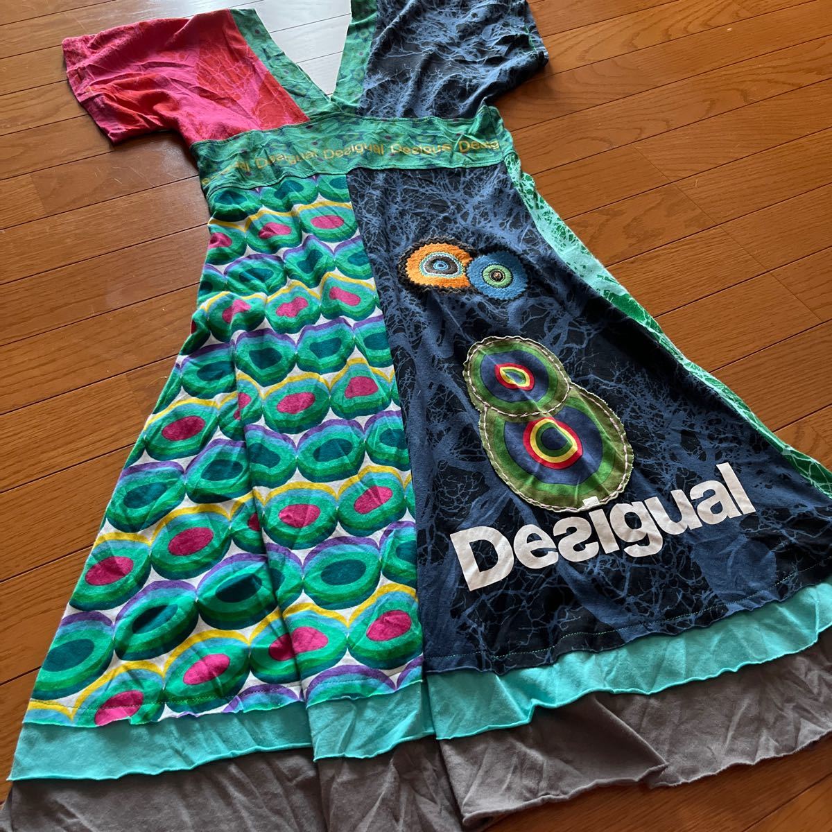 新品未使用 予備ボタン付】Desigual 総柄 ウール コート デシグアル