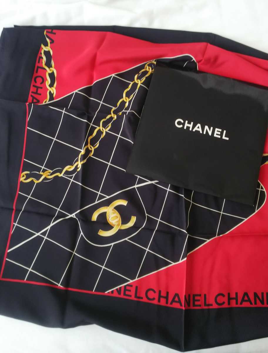 特別セール品】 ビンテージ CHANELスカーフ バック柄 オールドシャネル