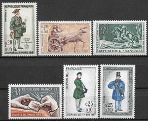 ★1961-1968年 フランス - 「切手の日」各1種完 未使用(MNH)★ZR-353