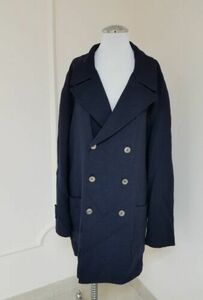 Agnona soft wool blend jacket coat Blue Peacoat Made in Italy IT 52 US XL, XXL 海外 即決
