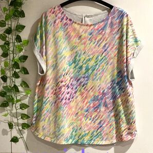 グラニフ デザインTシャツ レディース 水彩画 レインボー フリーサイズ