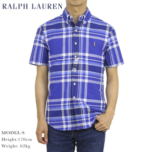 新品 アウトレット A721 Mサイズ 半袖 シャツ チェック polo ralph lauren ポロ ラルフ ローレン 青紺