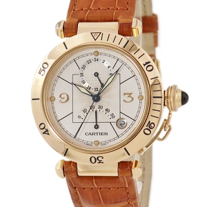 【3年保証】 カルティエ パシャ38 GMT パワーリザーブ W3014456 OH済 K18YG無垢 自動巻き メンズ 腕時計