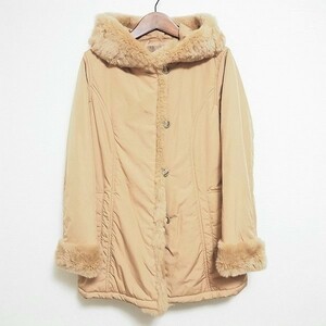 #wpc Pink House PINKHOUSE coat M beige cotton inside with a hood . Rex fur lady's [762026]