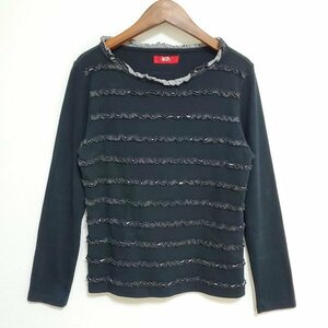 #apc ピンクハウス PINKHOUSE カットソー Ｍ 黒 フリル レース レディース [762112]