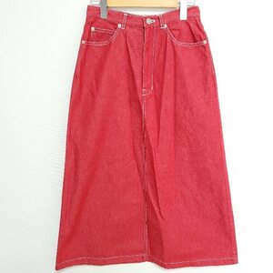 #apc ピンクハウス PINKHOUSE スカート Ｍ 赤 ロング カラーデニム くま レディース [762059]