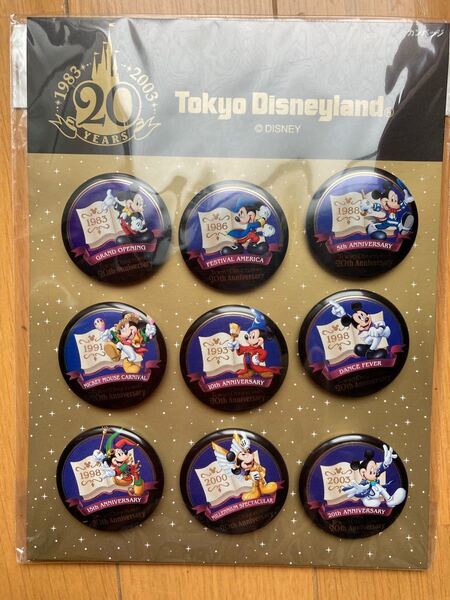 ディズニーランド 20周年 アニバーサリー 缶バッジ セット ミッキー コレクション グッズ レトロ