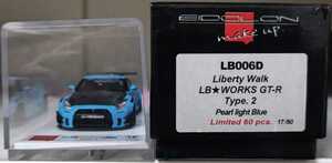 メイクアップ アイドロン 1/43 Liberty Walk LB★WORKS GT-R type.2 Pearl light Blue Limited 60pcs シリアルNo17 60台限定