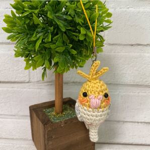 オカメインコちゃんの編みぐるみストラップ A ハンドメイド