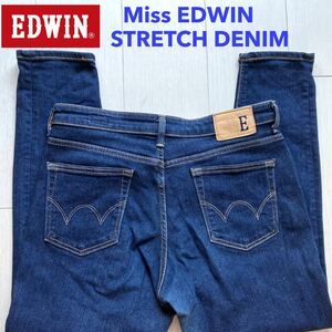 即決 サイズ表記 M エドウィン EDWIN ED032L ストレッチ テーパードデニム 濃いめ 裾チェーンステッチ仕様