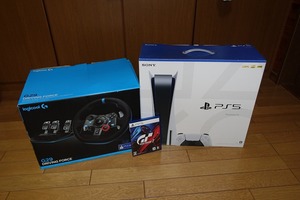 プレイステーション5(ディスクドライブ搭載モデル)、ハンドルコントローラー(ロジクールG29)、グランツーリスモ7 セット