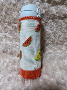 水筒 ペットボトルカバー ハンドメイド スイカ柄ビーズ編み