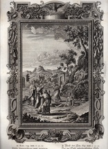 1732年 ショイヒツァー 神聖自然学 銅版画 Tab.492 列王紀下 第13章 20節 21節_画像1