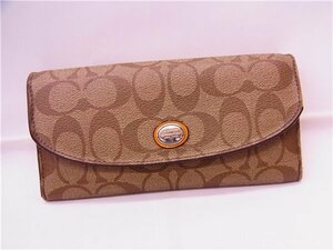 ◎ COACH ◎　コーチ　二つ折り財布　長財布　オレンジ×ブラウン系　◎USED 使用感強い