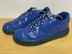 青 A BATHING APE アベイシングエイプ BAPE STA ベイプスタ スニーカー レザー 27cm US9