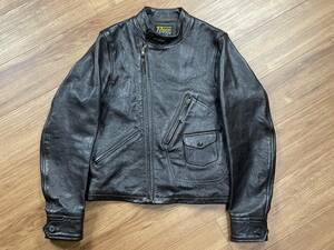 極美品 Pherrow's フェローズ GX-72 LEATHER MOTORCYCLE JACKET レザー モーターサイクルジャケット 手擦り茶芯 ライダース Dポケ サイズ38