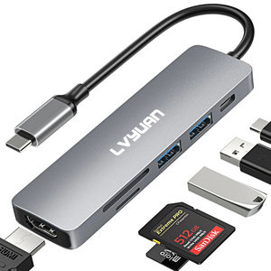 USB-C ハブ HDMI 6ポート 4K USB3.0 USB-C ハブ 6ポート Type-C hub PS4対応 HDMI出力 PD急速充電 USB2.0 SD/Micro SD HDMI 変換アダプタ