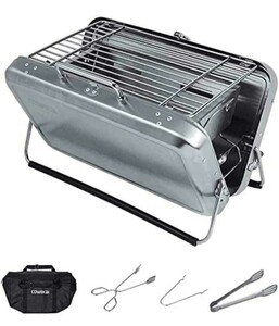 ポータブルBBQチャコールグリル トランク型 バーベキューグリル 焚き火台 バーベキューコンロ BBQ 焚火台 BBQコンロ