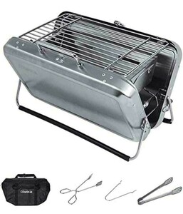 ポータブルBBQチャコールグリル トランク型 バーベキューグリル 焚き火台 バーベキューコンロ BBQ 焚火台 BBQコンロ