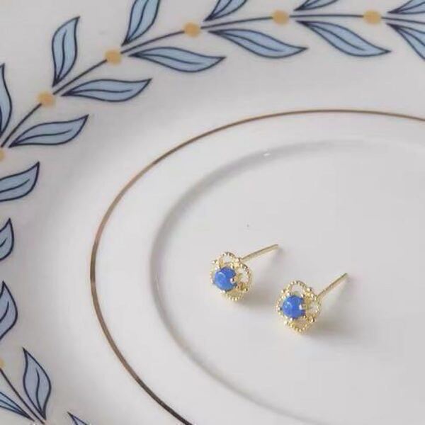 655 ピアス オパール ブルー フラワー シルバー925 花 かわいい 花