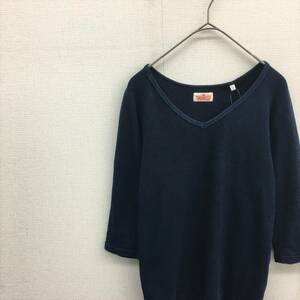 EZ2848●H.R.MARKET 7分袖 カットソー●1●ネイビー Vネック H刺繍 レディース Tシャツ 聖林公司 ハリウッドランチマーケット