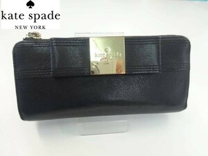 NZ617●Kate spade Ｌ字ファスナー ロングウォレット●ブラック 長財布 リボン ケイトスペード