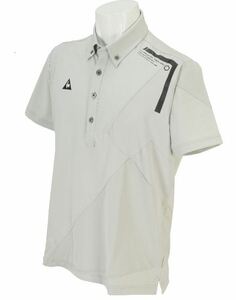 ルコックゴルフ le coq sportif GOLF 半袖ボタンダウンシャツ 吸水速乾・UVケア 40％ＯＦＦライトグレー（LL寸）