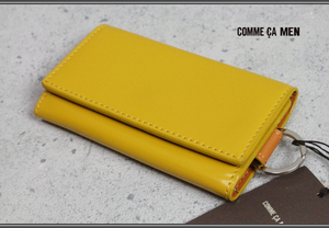  unused Comme Ca men glass leather key case yellow regular price 1.4 ten thousand jpy / cow leather /COMME CA MEN/ original leather 2