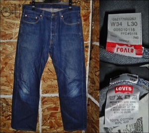 34x30 リーバイス Levis 501 濃紺インディゴデニム ストレートジーンズ 00501-0115 コロンビア製 K20C109