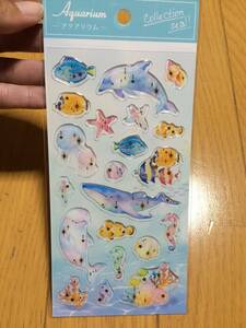 かわいい たくさんの 魚 アクアリウム イルカ クラゲ ヒトデ 貝がら クジラ ステッカー ぷっくりシール