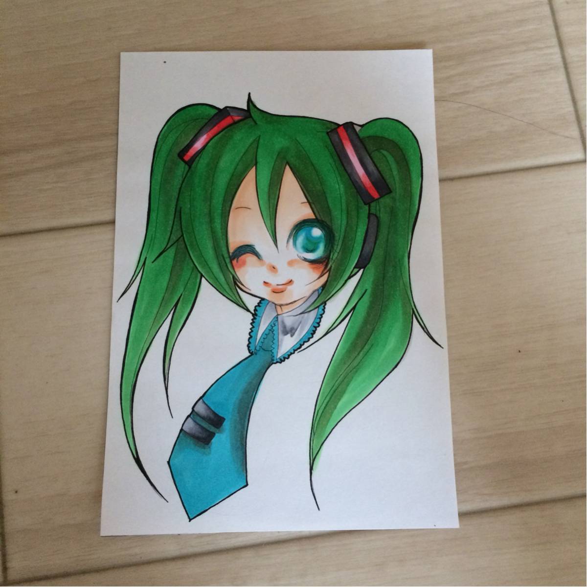 رسم توضيحي مرسومة باليد ★Vocaloid ★Miku ★الصورة الأصلية ★التوضيح ★التناظرية, كاريكاتير, سلع الانمي, رسم توضيحي مرسومة باليد