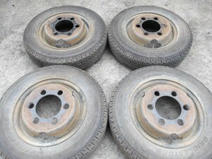 H424 165R14 夏4本セット サマータイヤ LT 6PR 165-14 BRIDGESTONE V600 14インチ鉄ホイール TOPY