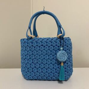 ☆クラフトバンドミニかごバッグ・お花チャーム・内布付き☆ ハンドメイド ※お値下不可※