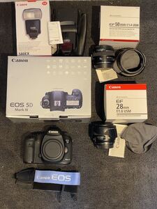 8.9 (9) 1円売り切り 送料無料 CANON EOS 5D Mark III EF 50mm f/1.4 USM EF 28mm f/1.8 USM 箱付き レンズ まとめ ジャンク
