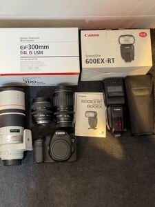 8.9 (10) 1円売り切り 送料無料 レンズ まとめ ジャンク CANON EOS 6D EF300mm f/4L IS USM 600EX-RT 28-105mm 100-300mm