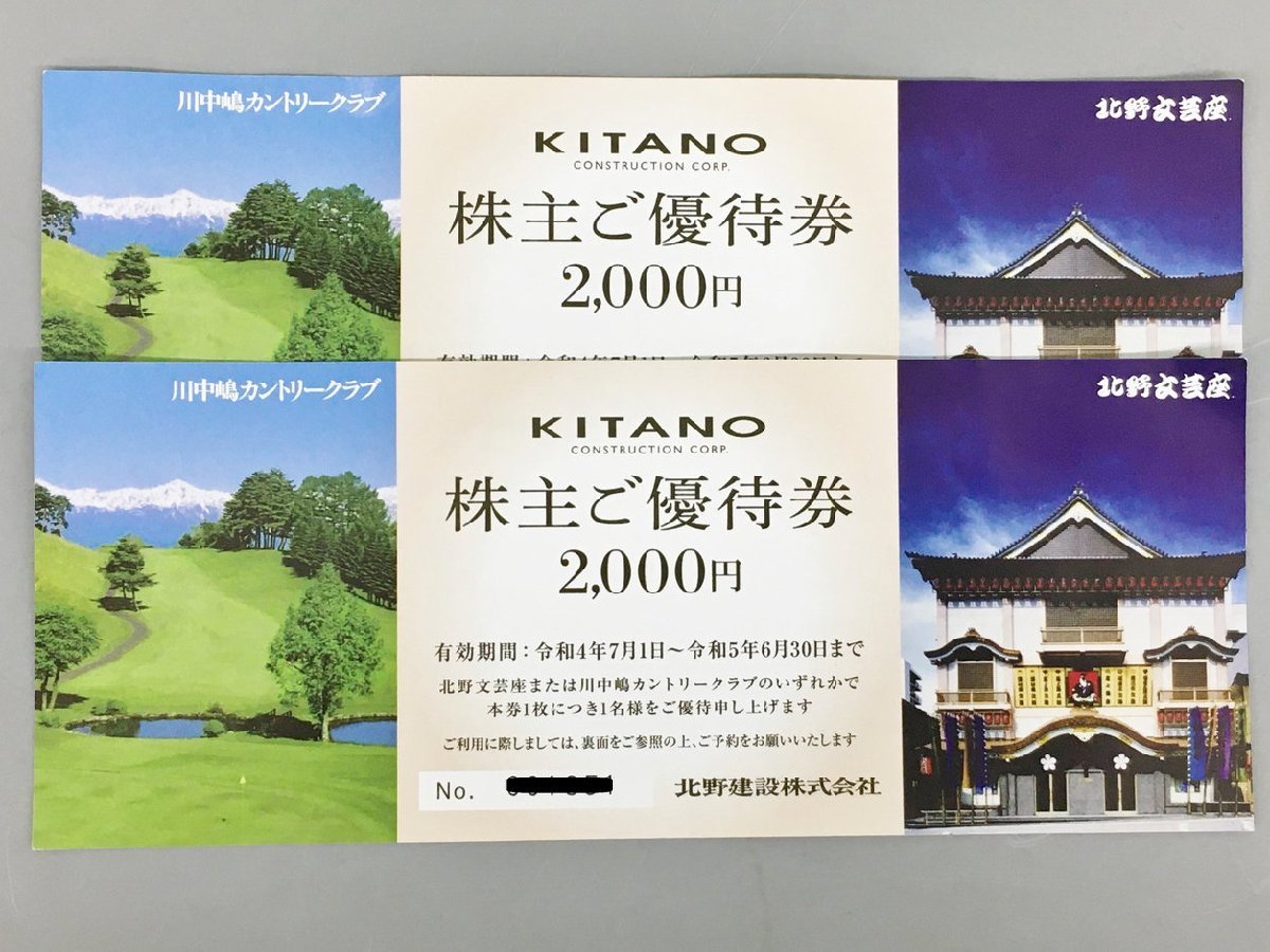 15周年記念イベントが 北野文芸座 川中嶋カントリークラブ 株主優待券 ×2枚