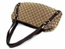 1円 ■美品■ GUCCI グッチ 130736 002122 GGキャンバス×レザー トートバッグ ショルダーバッグ 肩掛け ベージュ系×ブラウン系 AB9858イN_画像3