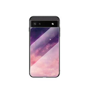 Google Pixel 6a グーグルピクセル6a ガラスケース 背面ガラス TPUケース 星空柄 耐衝撃 強化ガラス 背面保護 宇宙銀河C