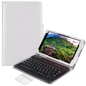 au Qua tab QZ8 leather case attaching Bluetooth keyboard US arrangement light weight type KYT32 Japanese input correspondence white 