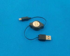 Mini USB to USB充電&データシンク用☆巻き取り式変換ケーブル