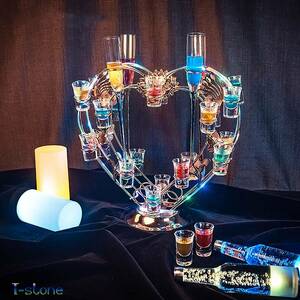 LED glass holder pretty Heart type colorful neon beautiful light. reflection presence eminent! feeling of luxury overflow BAR goods Home bar stylish atmosphere making 