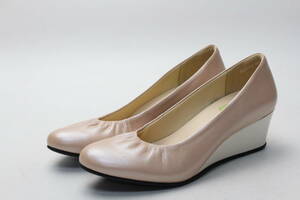  new goods! original leather round mold Wedge pumps (25.5cm)/129