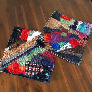 【ハンドメイド】パッチワークのスクエアマット2枚セット