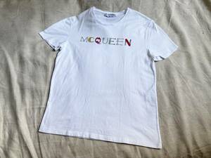 Alexander McQueen アレキサンダーマックイーン 変則ロゴ ムーン 月 ボーン 骨 栓抜き ネジ Tシャツ カットソー M 白 ホワイト ◇7