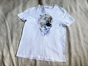 Alexander McQueen Alexander McQueen pattern switch picture wave insect print short sleeves cotton T-shirt cut and sewn S white white *7