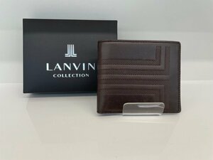 ◎【未使用】★ LANVIN COLLECTION ★ランバン コレクション レザー 二つ折り財布 チョコ/km0534