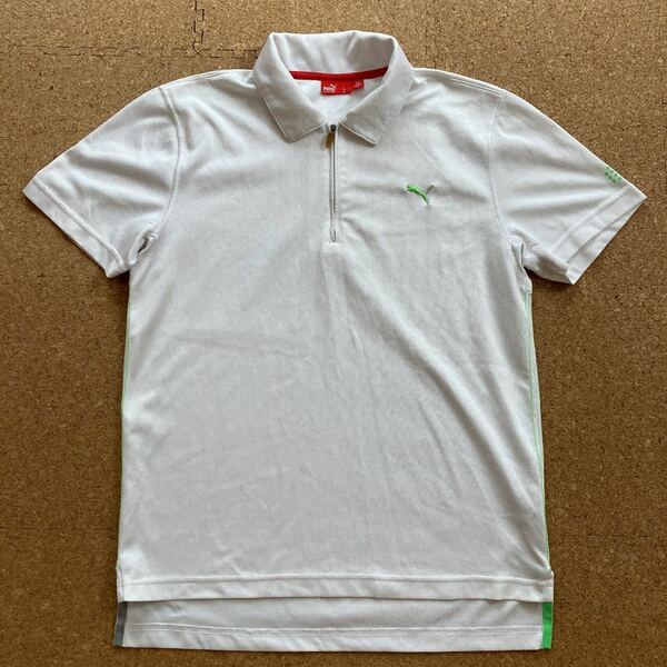 プーマ　PUMA ゴルフシャツ 半袖シャツ　ゴルフウェア　ゴルフ　半袖　golf Lサイズ メンズ　白　ハーフジップ　GOLF