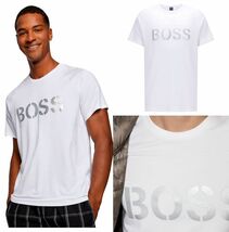 【サイズ選択】22SS最新■定価9900円■HUGO BOSS / ヒューゴボス ロゴプリント入り ストレッチTシャツ ホワイト■BOSS シルバーロゴ 白 _画像1