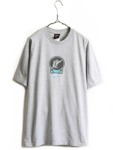 00s ■ ナイキ MLB オフィシャル マーリンズ プリント 半袖 Tシャツ ( メンズ L ) 古着 00年代 オールド NIKE TEAM センター スウォッシュ