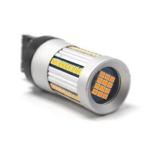 1円～ ★T20シングル ピンチ部違い どちらも対応 LED ウィンカー ハイフラ抵抗器内臓 簡単ポン付け アンバー ウインカー 2個 66連発　２y_画像2